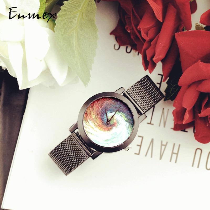 Wristwatches 2021 Enmex Creative Design Neutral Wristwatch Moonscape 3D Oil Plaiting Simple Face Mysterious Fashion Quartz Lady Watches, Dx1
Wristwatches 2021 Enmex Creative Design Neutral Wristwatch Moonscape 3D Oil Plaiting Simple Face Mysterious Fashion Quartz Lady Watches, Dx1