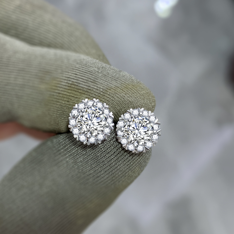 Round cut 0.5ct lab Diamond Stud Earring 925 sterling silver Jewelry Engagement Wedding Earrings for Women Bridal Party Gift