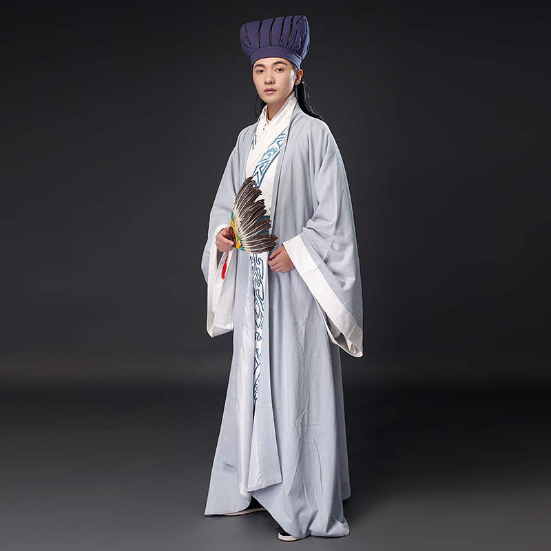 Hanfu male ethnic clothing Chinese ancient style TV Film performance stage wear Minister's apparel the Three Kingdoms period Zhuge Liang's c