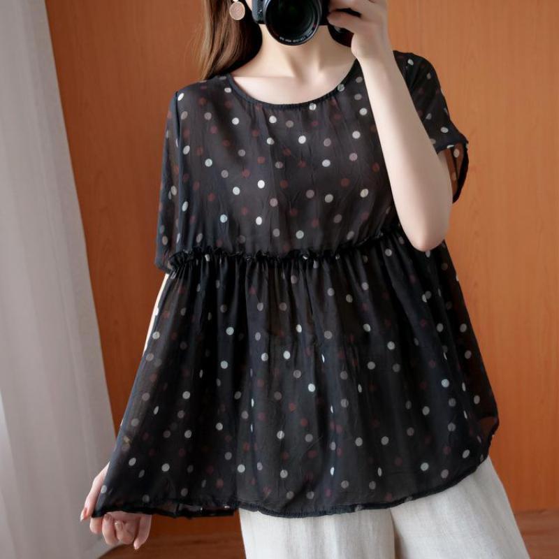Johnature Korean Fashion Patchwork Polka Dot T-shirt Summer Loose Comfortable O-neck Short Sleeve All-match Women Tops 210521, Black
Johnature Korean Fashion Patchwork Polka Dot T-shirt Summer Loose Comfortable O-neck Short Sleeve All-match Women Tops 210521, Black