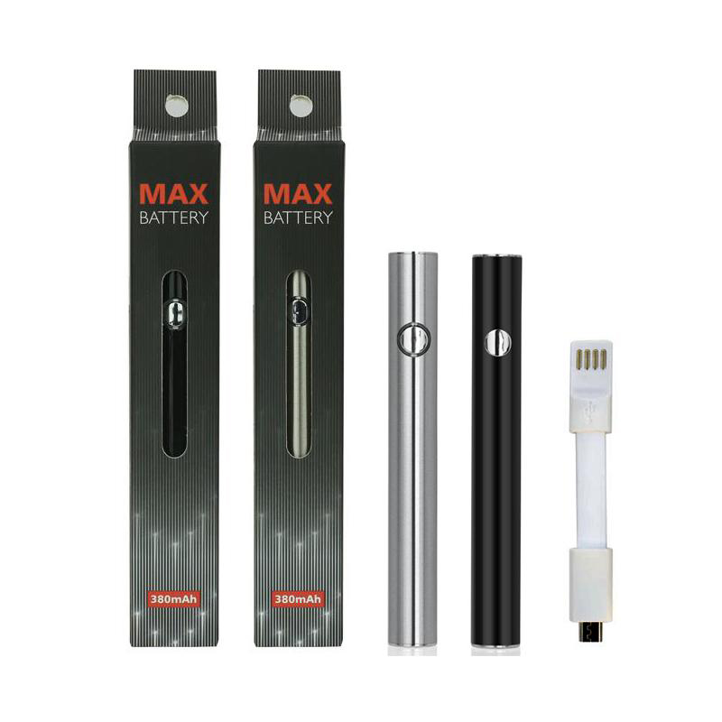 Max Battery Charger Kit Electronic Cigarette Batteries 380mAh Voltage Adjustable For 510 Threading Vape Tanks Black Silver Fit Glo Cartridges
Max Battery Charger Kit Electronic Cigarette Batteries 380mAh Voltage Adjustable For 510 Threading Vape Tanks Black Silver Fit Glo Cartridges