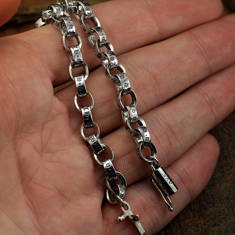925 Sterling Silver Logo Bracelet Biker Punk Rock Chain Chrome Retro style Jewelry for Men 5mm Width Charm Braceletsg
925 Sterling Silver Logo Bracelet Biker Punk Rock Chain Chrome Retro style Jewelry for Men 5mm Width Charm Braceletsg