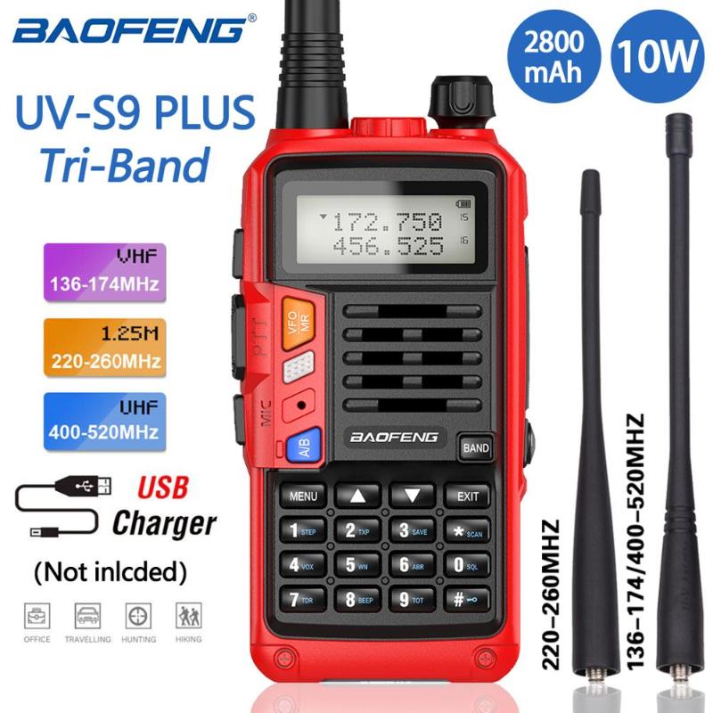 Walkie Talkie Baofeng UV-S9 PLUS Tri-band 220-260Mhz 10W Talkies Usb Charger Powerful CB Ham Radio Hf Transceiver UV-5R 2 Way
Walkie Talkie Baofeng UV-S9 PLUS Tri-band 220-260Mhz 10W Talkies Usb Charger Powerful CB Ham Radio Hf Transceiver UV-5R 2 Way