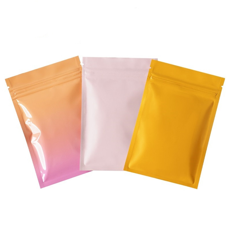 100pcs Gradient Aluminum Foil Zip Lock Bag Flat Contrast Resealable Food Storage Cereals Coffee Powder Snack Smell Proof Gifts Heat Sealing Packaging 