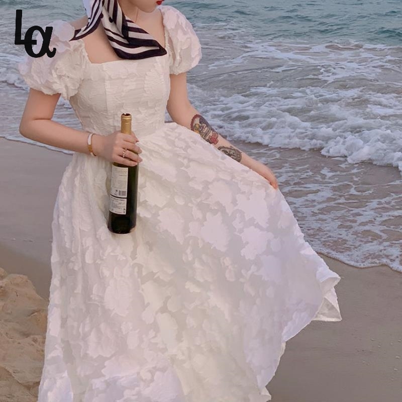 Summer Elegant Strap Dress Vintage Princess Kawaii France Sweet Sexy Fairy Casual Puff Sleeve Beach Party 210519 
Summer Elegant Strap Dress Vintage Princess Kawaii France Sweet Sexy Fairy Casual Puff Sleeve Beach Party 210519