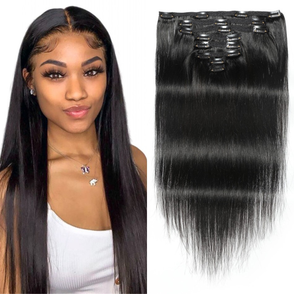 Straight Clip in Human Hair Extensions Mongolian Natural Color Clips in for Black Women 120G 8pcs/set Machine Made
Straight Clip in Human Hair Extensions Mongolian Natural Color Clips in for Black Women 120G 8pcs/set Machine Made