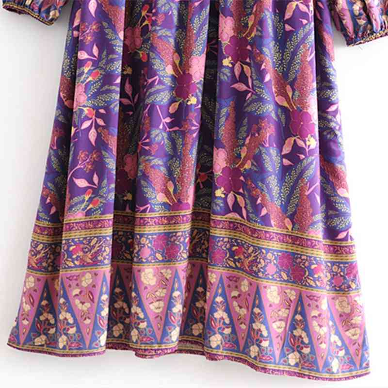 beauty Fashion Boho Floral Print Maxi Dress Women Beach Chic Long Sleeve Dresses Female Summer Loose Holiday Wear 210514