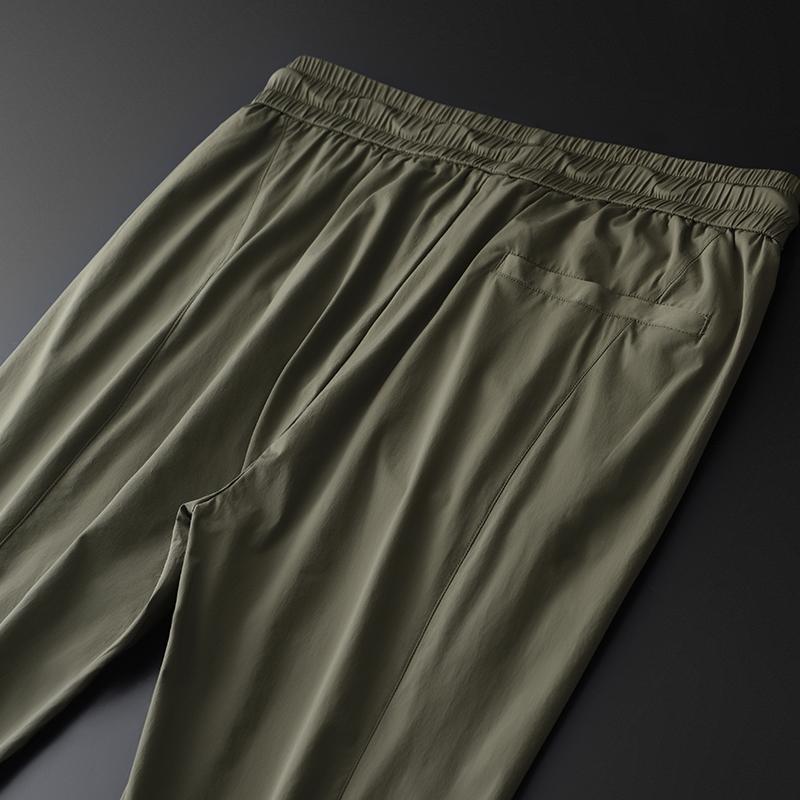 Men Luxury Khaki Elastic Waist Ankle-length Pants Summer Fashion Casual Sport Thin Mens Trousers Plus Size 4XL Men's