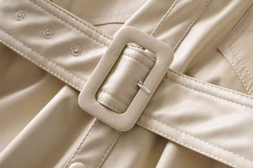 women Faux Leather Jacket and coats Casual ladies PU jacket Streetwear Punk rock belt Motorcycle Coat streetwear office coat 210521