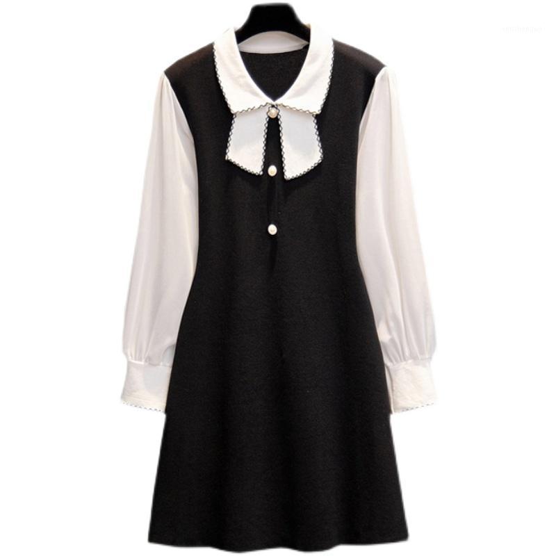 Casual Dresses -4XL Plus Size Women Elegant Office Bow Kintting Thick Dress Vestido Autumn Winter 2021 Button Patchwork Sweater Short, Black
Casual Dresses -4XL Plus Size Women Elegant Office Bow Kintting Thick Dress Vestido Autumn Winter 2021 Button Patchwork Sweater Short, Black
