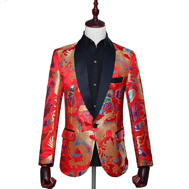 Men' Suits & Blazers Black Shawl Collar Color Dragon Chinese Style Suit Jacket Single Button Fashion Casual Party, As picture
Men' Suits & Blazers Black Shawl Collar Color Dragon Chinese Style Suit Jacket Single Button Fashion Casual Party, As picture