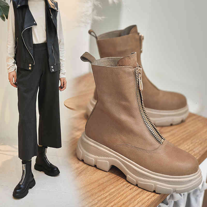 Boots INS Women ankle boots cowhide upper shoes autumn and winter ladies Vintage front zipper short snow MZ9U, Black
Boots INS Women ankle boots cowhide upper shoes autumn and winter ladies Vintage front zipper short snow MZ9U, Black