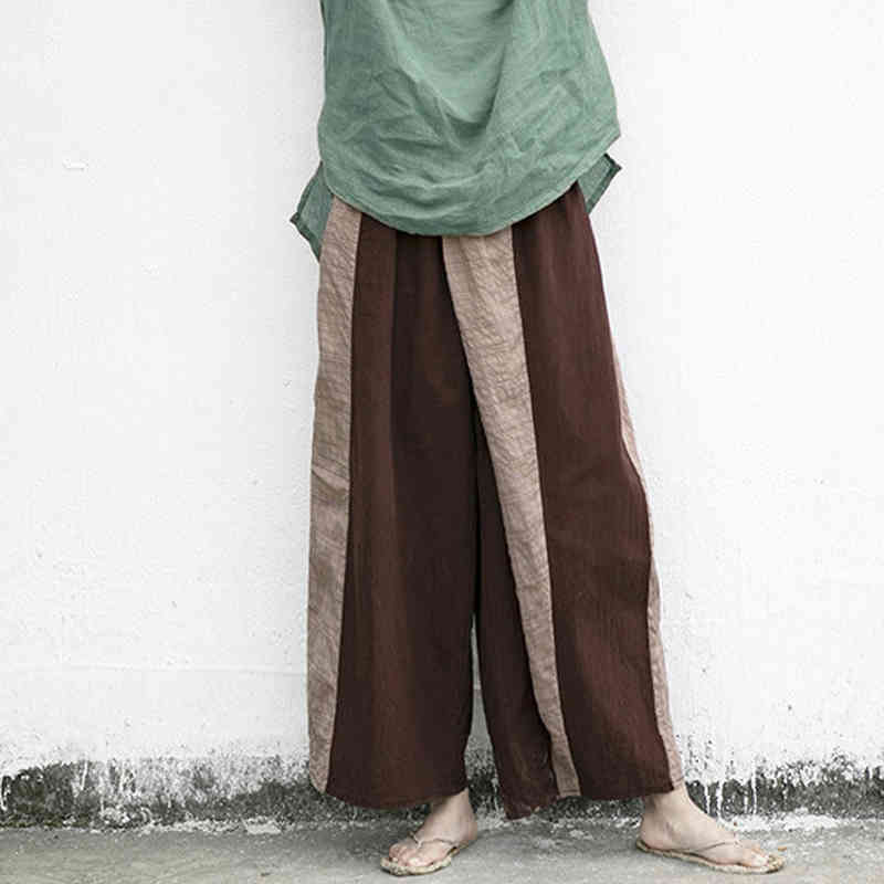 Johnature Women Vintage Wide Leg Pants Patchwork Color Elastic Waist Cotton Linen Trouser Spring Loose Female Pants 210521, Dark brown
Johnature Women Vintage Wide Leg Pants Patchwork Color Elastic Waist Cotton Linen Trouser Spring Loose Female Pants 210521, Dark brown