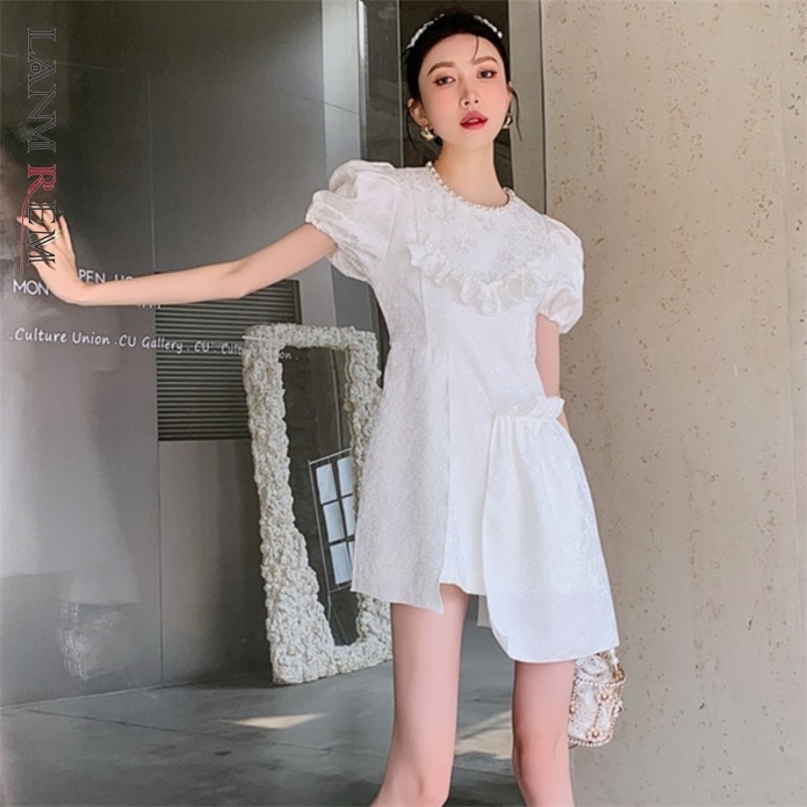 Women A-line White Irregular Dress Round-neck Short Sleeve Loose Female Fashion Summer 2H039 210526
Women A-line White Irregular Dress Round-neck Short Sleeve Loose Female Fashion Summer 2H039 210526