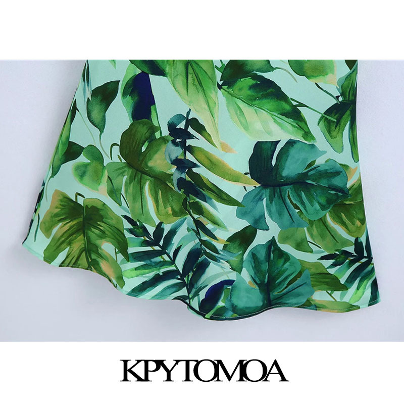 Women Chic Fashion Tropical Print Midi Camisole Dress Backless Side Vents Thin Straps Female Dresses Mujer 210420