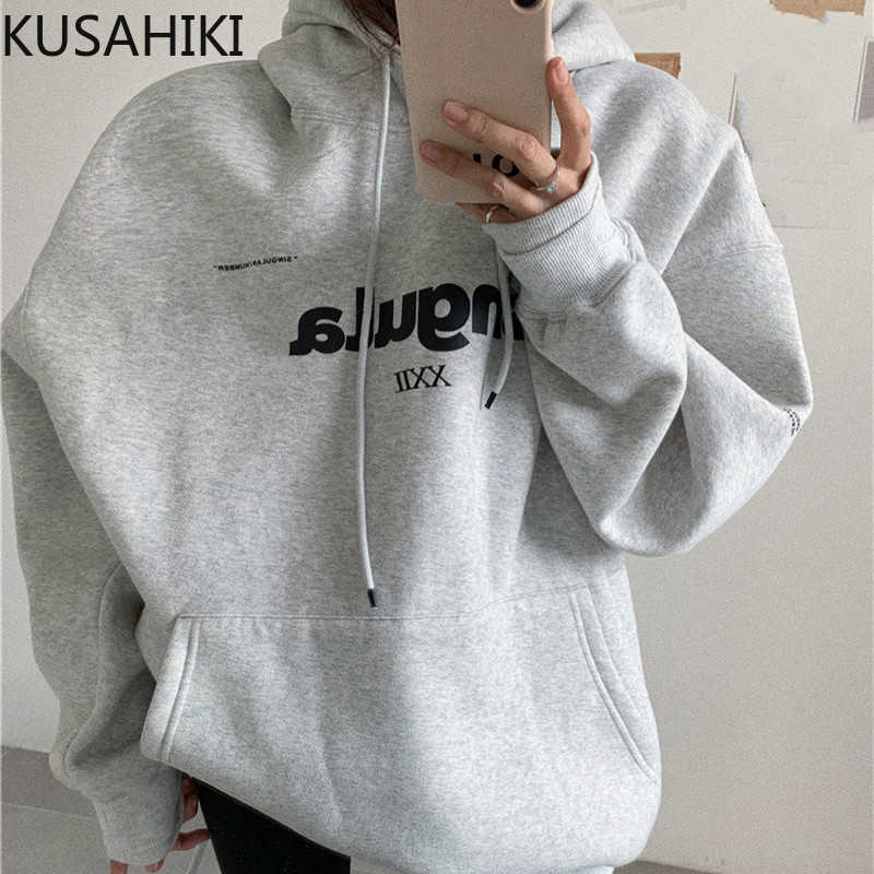 KUSAHIKI Causal BF Style Hooded Sweatshirt Korean Letters Women Hoody Coat Long Sleeve Hoodies Jumper 6F008 210602, Gray
KUSAHIKI Causal BF Style Hooded Sweatshirt Korean Letters Women Hoody Coat Long Sleeve Hoodies Jumper 6F008 210602, Gray
