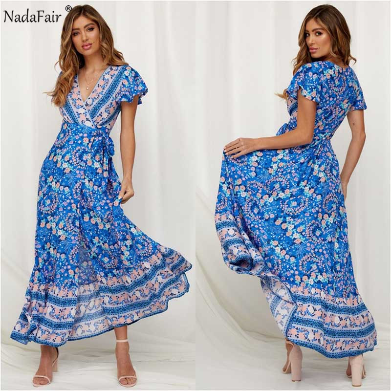 2021nadafair vintage floral maxi dresses elegant beach sash v neck split print tunic long summer boho dress women vestidos, Black;gray
2021nadafair vintage floral maxi dresses elegant beach sash v neck split print tunic long summer boho dress women vestidos, Black;gray