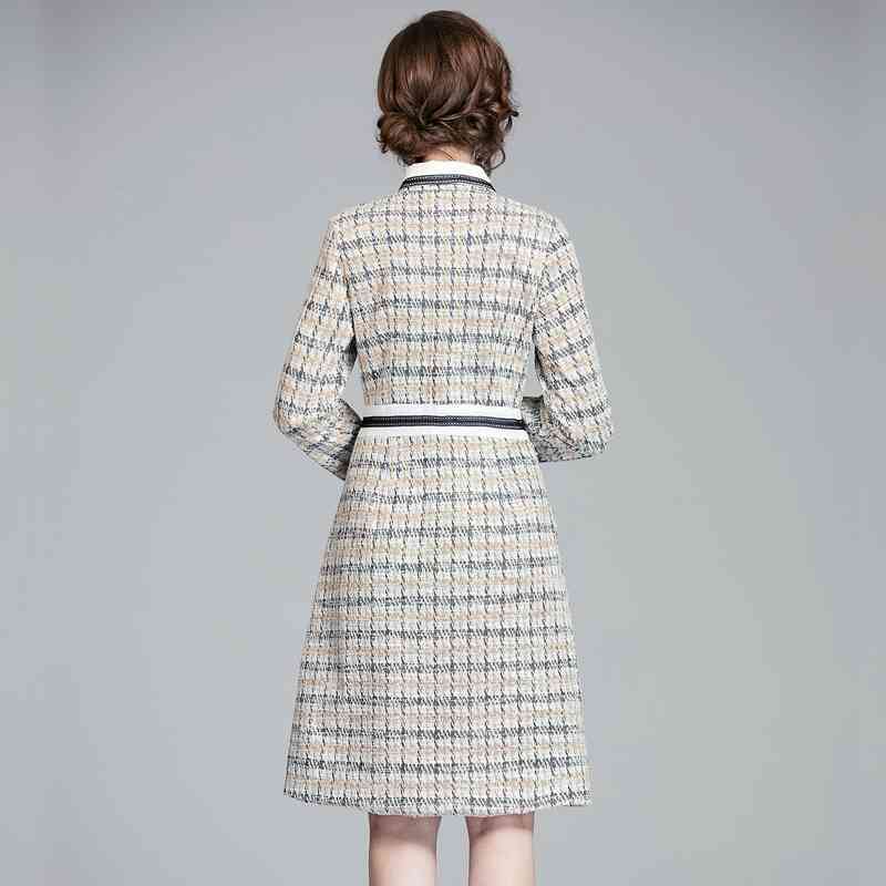 Fashion Elegant Women Woolen Tweed Dress Sexy Skinny Autumn Spring Long Sleeve Dresses Vestidos 210520