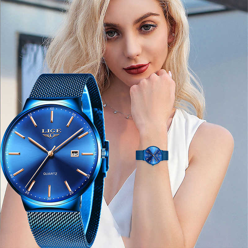 LIGE Womens Watches Top Brand luxury Analog Quartz Watch Women Full Blue Mesh Stainless Steel Date Clock Fashion Ultra-thin Dial 210616, Red
LIGE Womens Watches Top Brand luxury Analog Quartz Watch Women Full Blue Mesh Stainless Steel Date Clock Fashion Ultra-thin Dial 210616, Red