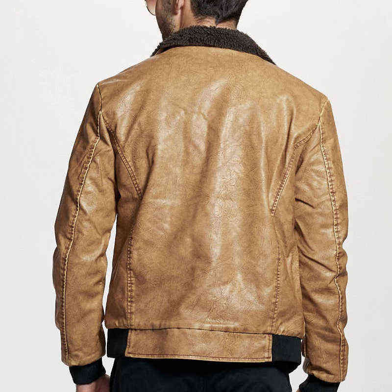 Winter Mens PU Jacket Thick Warm Men's Motorcycle Fashion Windproof Leather Coat Male Size 3XL 211110