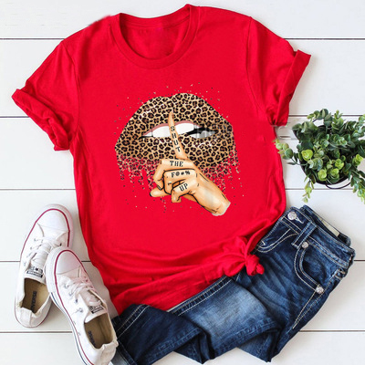 Women Tee Tops Short Sleeve Dripping Leopard Lips Print Crew Neck Tshirt Graphic Summer Clothes Female Casual Streetwear T-shirt 74ZGW, No1
Women Tee Tops Short Sleeve Dripping Leopard Lips Print Crew Neck Tshirt Graphic Summer Clothes Female Casual Streetwear T-shirt 74ZGW, No1