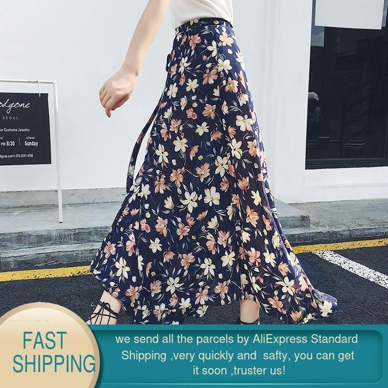 Tulle Skirt Black Harajuku Pleated Korean Long High Waist Streetwear Bohemian Floral A-Line 210428