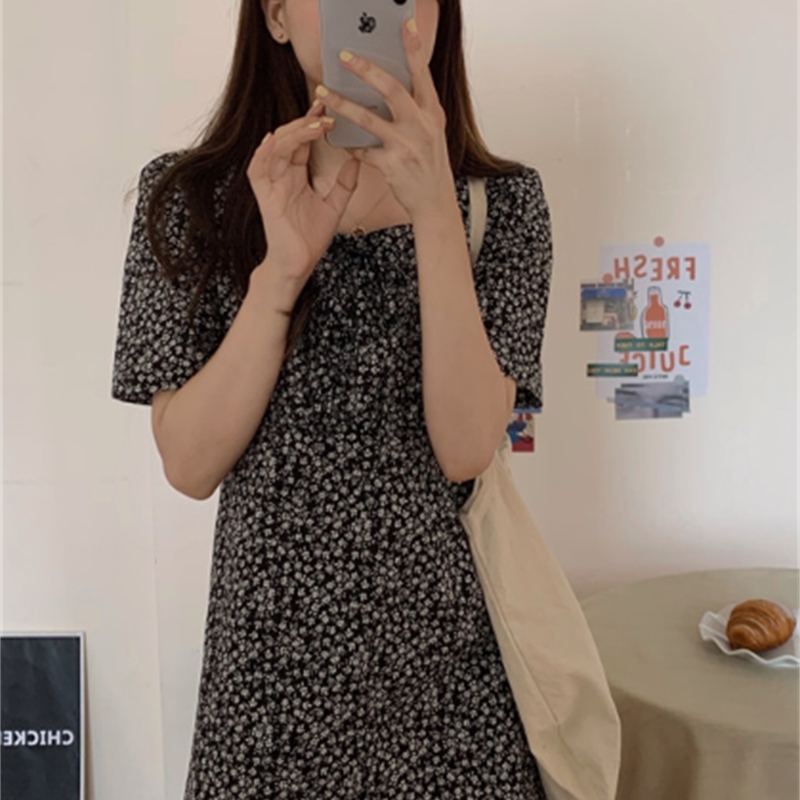 Plus Size Summer Girls Party Print Female Vintage Dress Black Oversize Short Sleeve Women Dresses Robe Vestido 210417Z