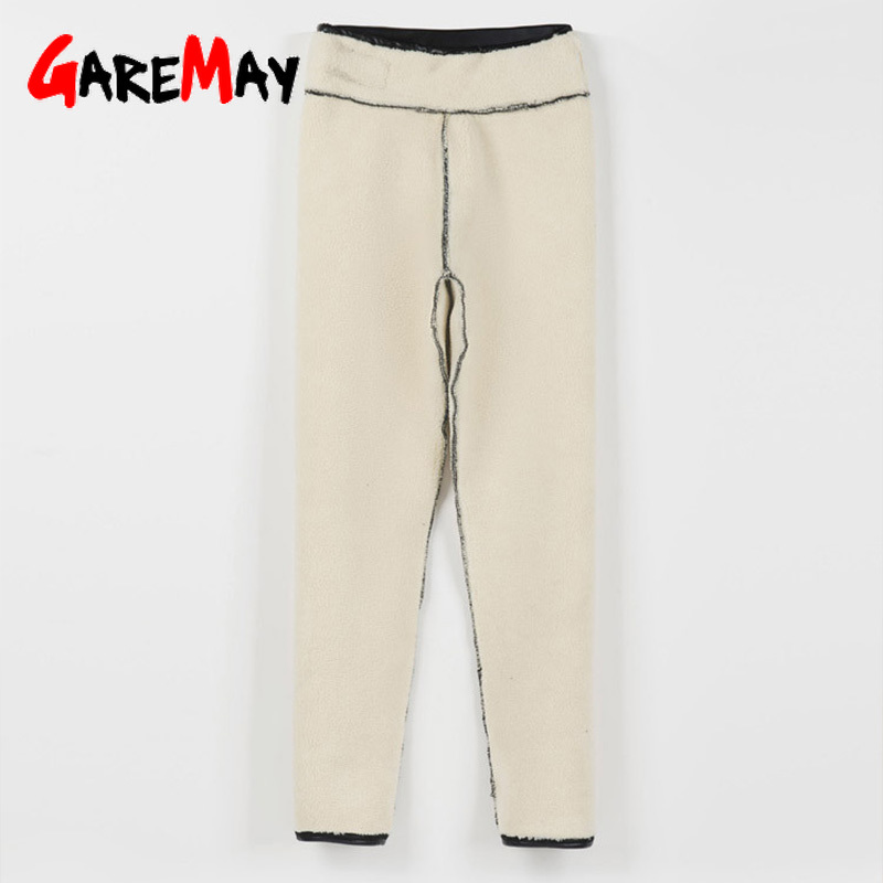 winter warm leather pants for women High Waist skinny thick sexy wool fleece PU classic women's trousers pencil female 210428