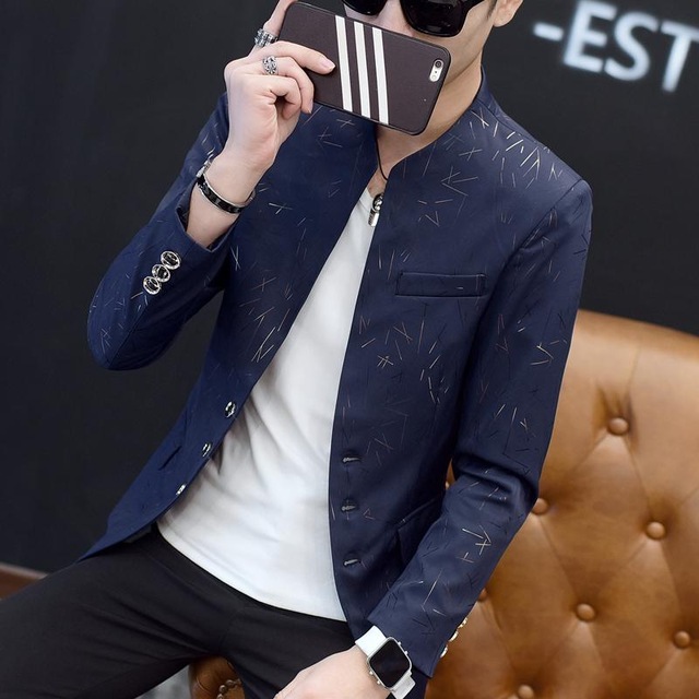 Men's Suits & Blazers Chinese Style Mens Blazer Men Design Plus Size Tunic Man Casual Male Slim Fit Suit Jacket Singer Costume 6XL 5XL