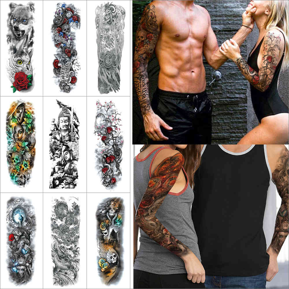 2 piece large size Temporary Sticker for Full arms skull flower Black fake tattoo dragon angel False light Tattoo Sleeve
2 piece large size Temporary Sticker for Full arms skull flower Black fake tattoo dragon angel False light Tattoo Sleeve