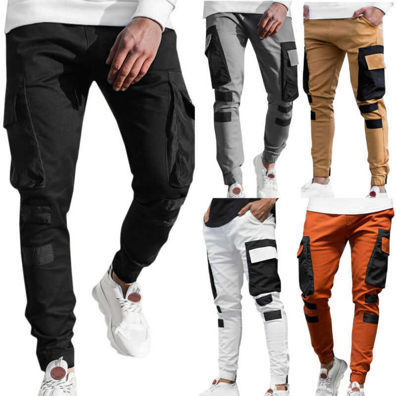 Mens Cargo Trousers Slim Fit Jogging Joggers Combat Works Tracksuits Bottom Pant 210930