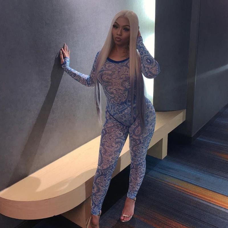 Mesh Hot Sexy Transparent Two Piece Set Women Print Fashion 2021 Skinny Outfits Long Sleeve Bodysuit And Pants Sets New, Blue
Mesh Hot Sexy Transparent Two Piece Set Women Print Fashion 2021 Skinny Outfits Long Sleeve Bodysuit And Pants Sets New, Blue