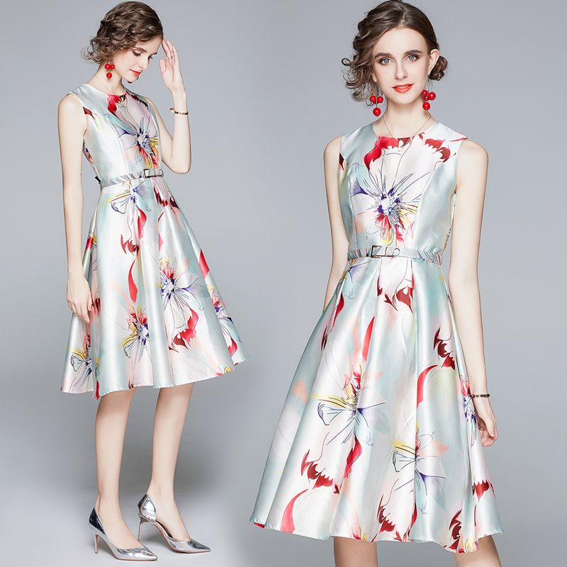 Fashion Women Printed Vest Dress With Belt 2022 Summer Runway Designer Elegant Ladies Casual Office Dresses Knee Length Slim A-line Sleeveless Beach Party Clothes, Champagne
Fashion Women Printed Vest Dress With Belt 2022 Summer Runway Designer Elegant Ladies Casual Office Dresses Knee Length Slim A-line Sleeveless Beach Party Clothes, Champagne
