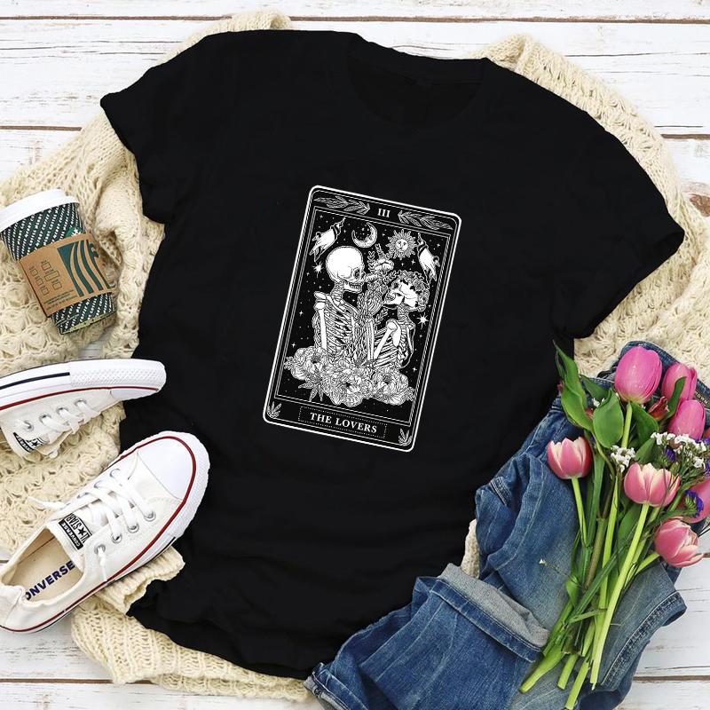 Women' T-Shirt The Lovers Tarot Card Aesthetic Women Valentine' Day Gift Tshirt Mystical Sun And Moon Witchy Skeleton Tee Top, Purple
Women' T-Shirt The Lovers Tarot Card Aesthetic Women Valentine' Day Gift Tshirt Mystical Sun And Moon Witchy Skeleton Tee Top, Purple