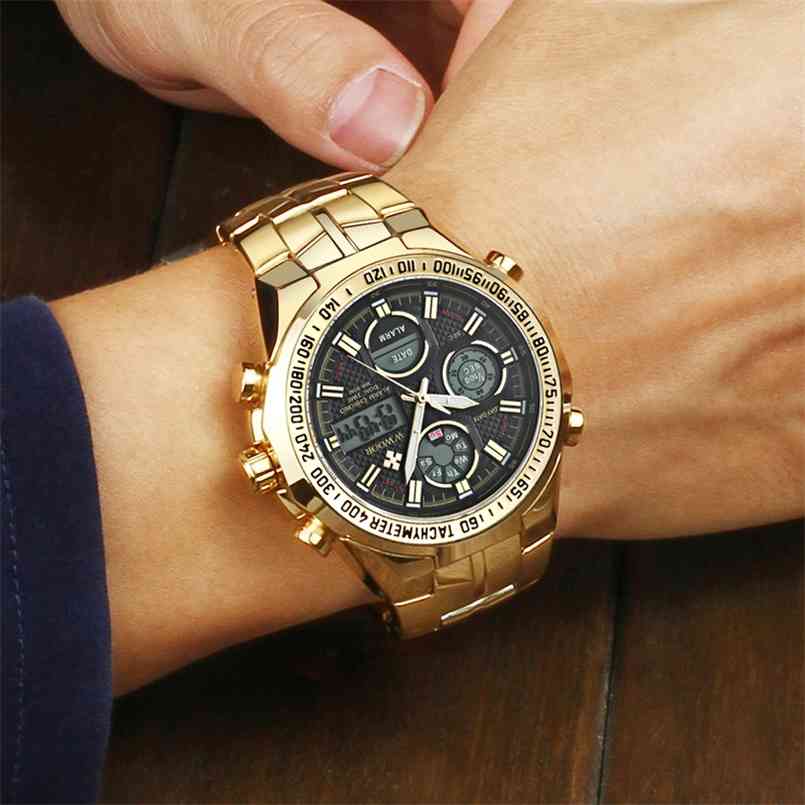 Relogio Masculino Watch Men Top Brand Luxury LED Big Diver 's Gold Wrist es Waterproof Golden For 210707, Full gold
Relogio Masculino Watch Men Top Brand Luxury LED Big Diver 's Gold Wrist es Waterproof Golden For 210707, Full gold