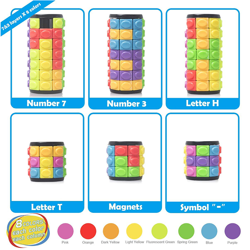 Rptate & Slide 3D Puzzle Magic Cube Tangram Fidget Toys Antistress Slide 5 Layers IQ Fit Cognitive Educational Games Chirstmas Gift for Kids Adults Ba