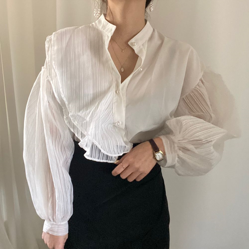 Women's Spring Summer Blouses Shirts Vintage Oversized Patchwork Tulle Transparent Korean Style Lady Tops, Black
Women's Spring Summer Blouses Shirts Vintage Oversized Patchwork Tulle Transparent Korean Style Lady Tops, Black