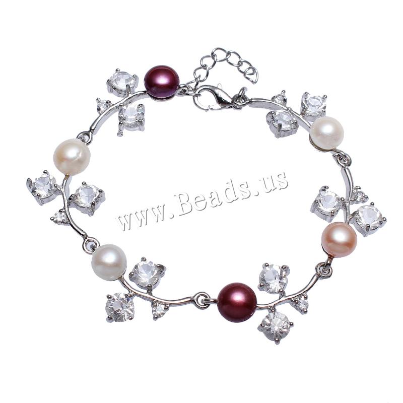 Link, Chain Freshwater Cultured Pearl Bracelet Elegant For Woman Mixed Colors7 Inch Party Gift Sold By Pc