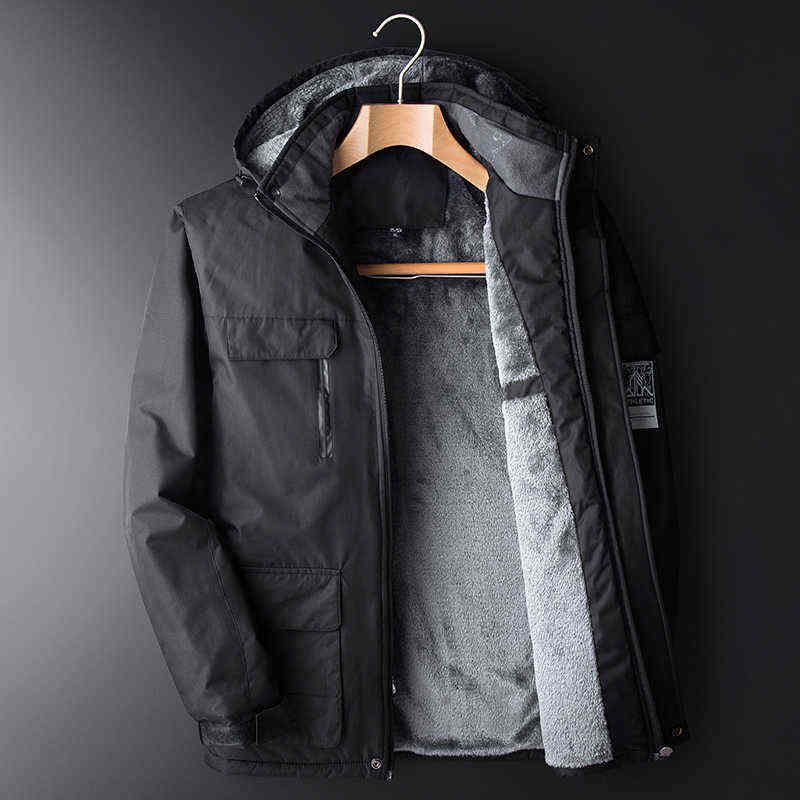 Men Autumn Winter Warm Waterproof Jacket Casual Thick Outwear Windproof Hat Parkas Plus Size L9Xl 211214Z