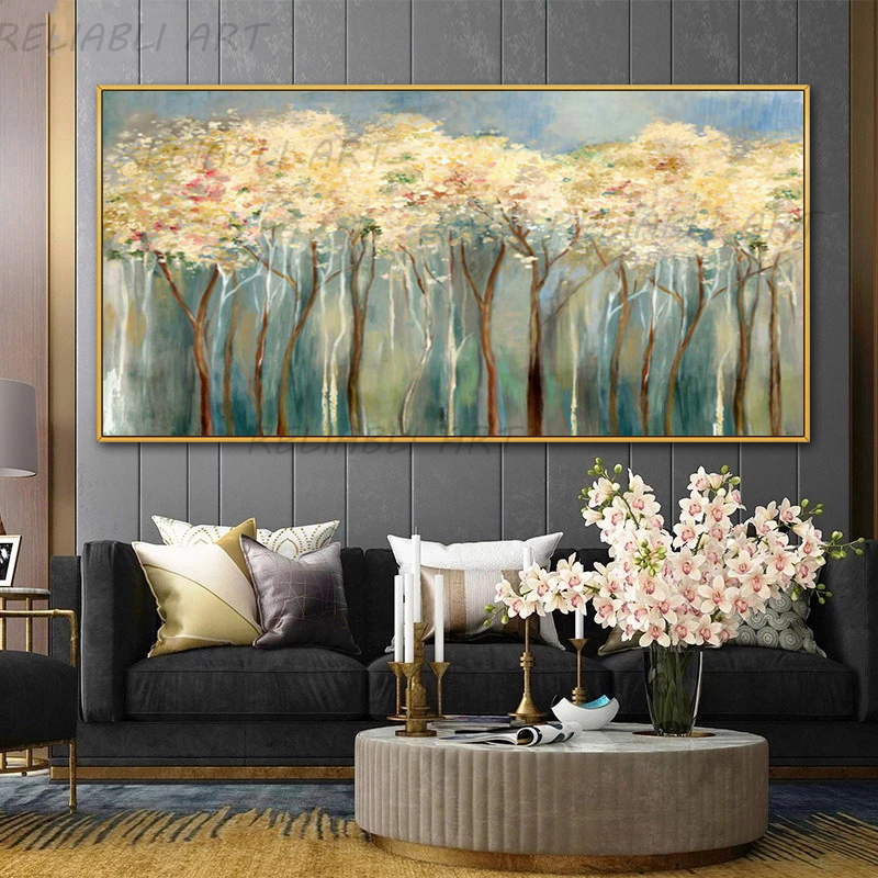 Black Golden Abstract Painting Leaf Posters Canvas Prints Wall Art Pictures For Living Room Modern Home Decor Tree Quadros