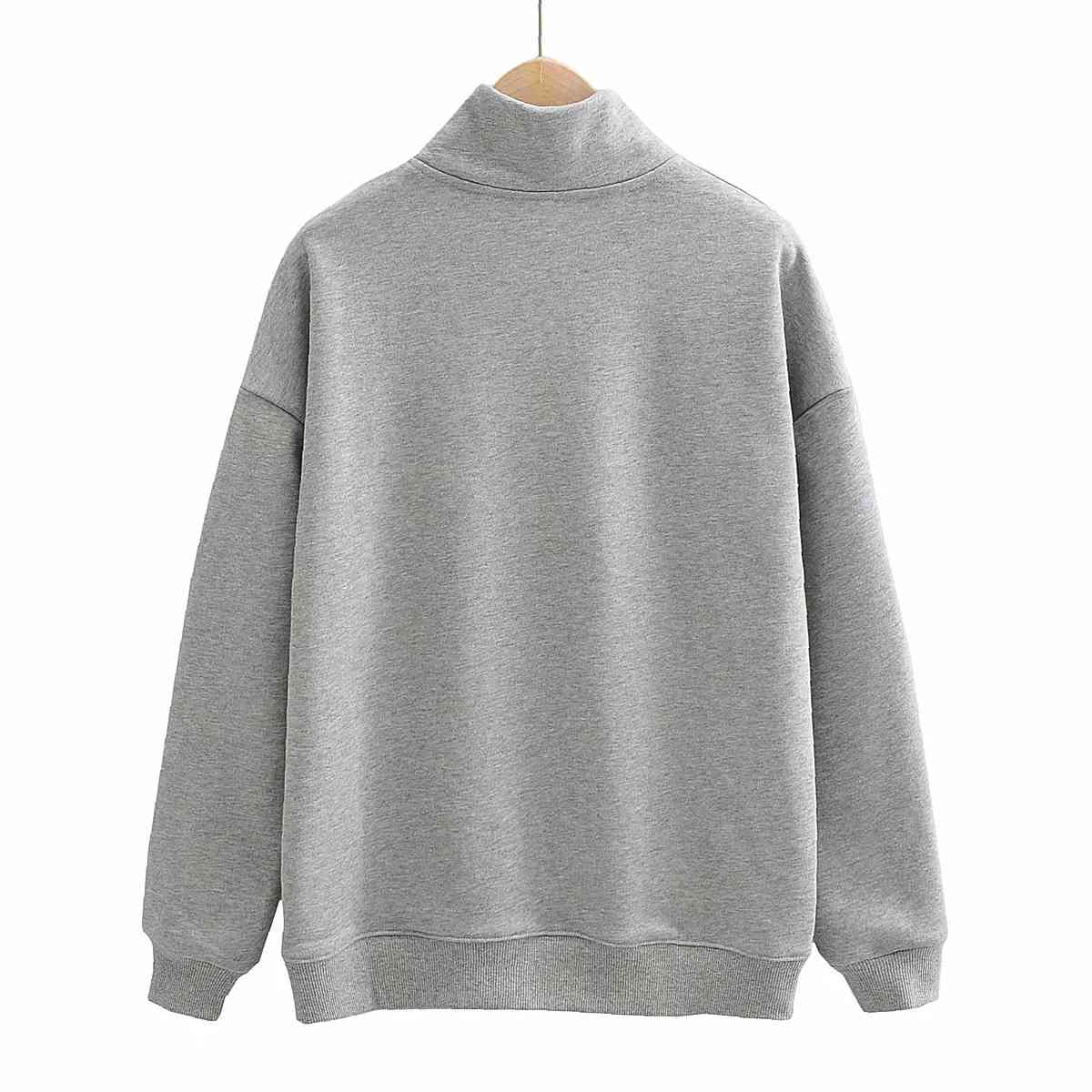 Nomikuma Causal Zipper Stand Neck Pullover Sweatshirt BF Style Korean Women Hoodies Long Sleeve Pocket Jumper Sudaderas 6D827 210427
