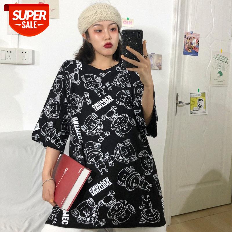 Japanese anime one piece cartoon print short-sleeved T-shirt student round neck all-match shirt ins tide #Hf9H, White 
Japanese anime one piece cartoon print short-sleeved T-shirt student round neck all-match shirt ins tide #Hf9H, White