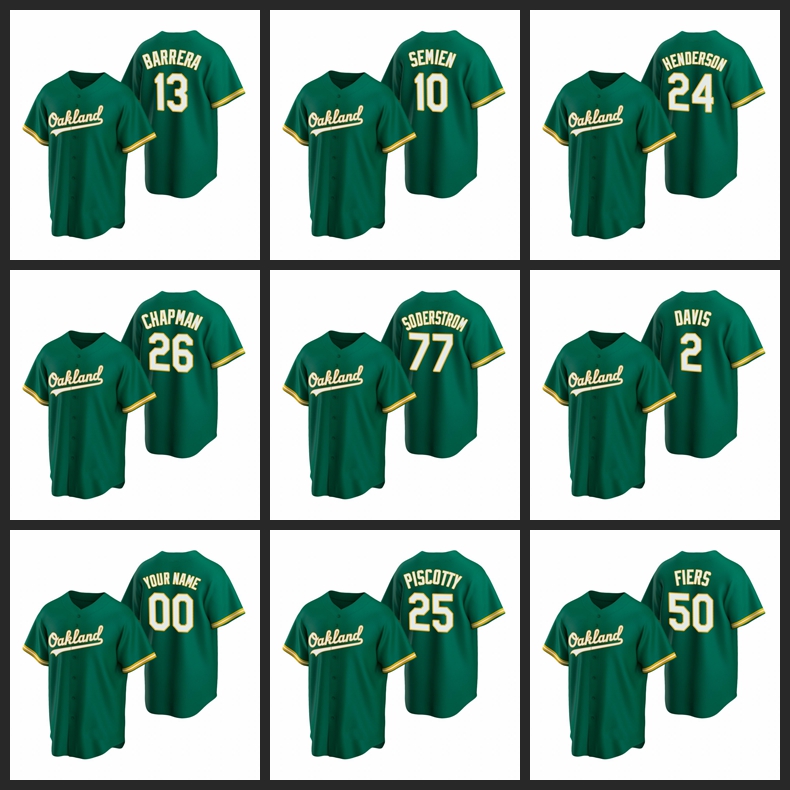 OaklandAthletics Baseball Jersey 10# Marcus Semien 24 Rickey Henderson 26 Matt Chapman 77 Tyler Soderstrom Custom GreenReplica&#, Blue;black
OaklandAthletics Baseball Jersey 10# Marcus Semien 24 Rickey Henderson 26 Matt Chapman 77 Tyler Soderstrom Custom GreenReplica&#, Blue;black