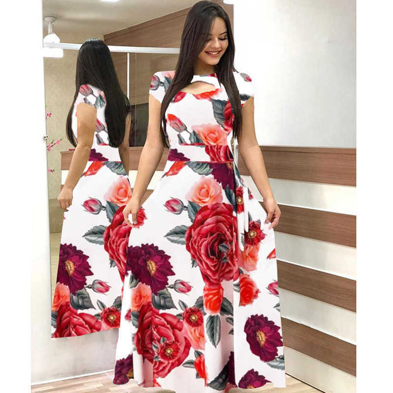 Flower Print Winter Dress Woman Casual Bohemia Long Sleeve es For Women Elegant Plus Size Maxi Vestidos Autumn 210623