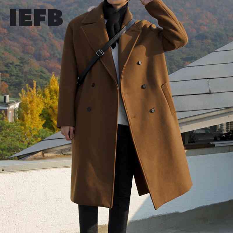 IEFB /men's wear mid-length woolen coat men's autumn winter thickened woolen coat fashion double breasted long coat 9Y3900 210524, Camel
IEFB /men's wear mid-length woolen coat men's autumn winter thickened woolen coat fashion double breasted long coat 9Y3900 210524, Camel