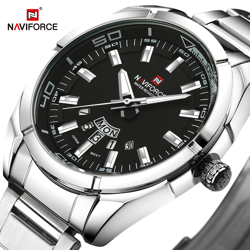 NAVIFORCE Brand Bussiness Top Luxury Men Watch Fashion Quartz Watch Mens Military Chronograph Wristwatch Clock Relogio Masculinog, Sliver black
NAVIFORCE Brand Bussiness Top Luxury Men Watch Fashion Quartz Watch Mens Military Chronograph Wristwatch Clock Relogio Masculinog, Sliver black