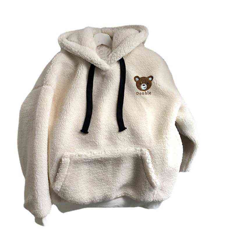 HOUZHOU Pullover Men Clothing Plush Blouse Winter Wool Coat Korean Streetwear Hip Hop Harajuku Thick Hoodie Sweatshirts Couple W220221