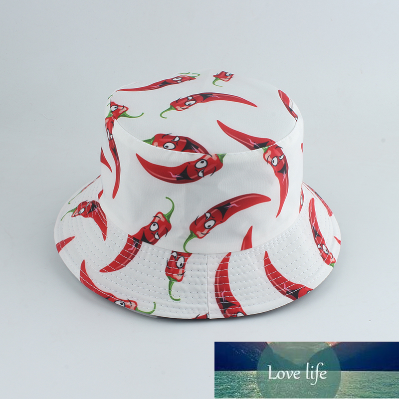 New Fashion Panama Hat Vegetables Pepper Printed Bucket Hat Reversible Fishing Cap Summer Sun Hats For Women Men Gorras Factory price expert design Qu