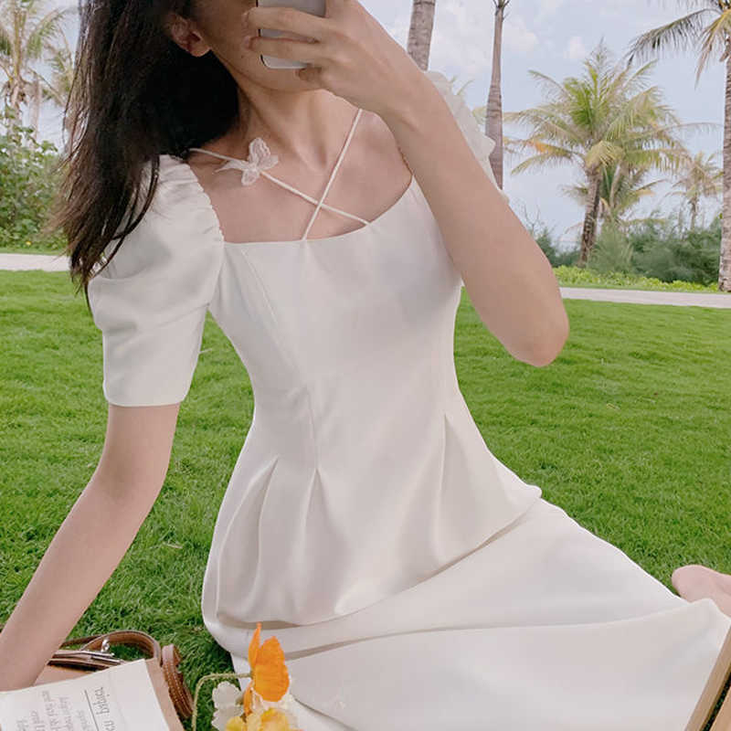 Elegant White Fairy Dress Puff Sleeve Designer Women Retro Long Summer Korean Ladies Wedding Party Clothing 210604
Elegant White Fairy Dress Puff Sleeve Designer Women Retro Long Summer Korean Ladies Wedding Party Clothing 210604