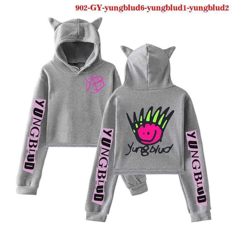 Black Crop Top Sweatshirt Long Sleeve Yungblud Women Hoodies Hooded 90s Girl Streetwear Yungblud Harajuku Hoodie Kpop Hoody 211008